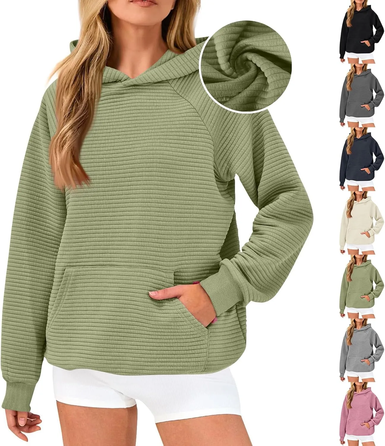 Preppy Hoodies for Women Fleece Loose Fit Hooded Sweatshirts Comfy Casual Long Sleeve Hoodies with Pockets