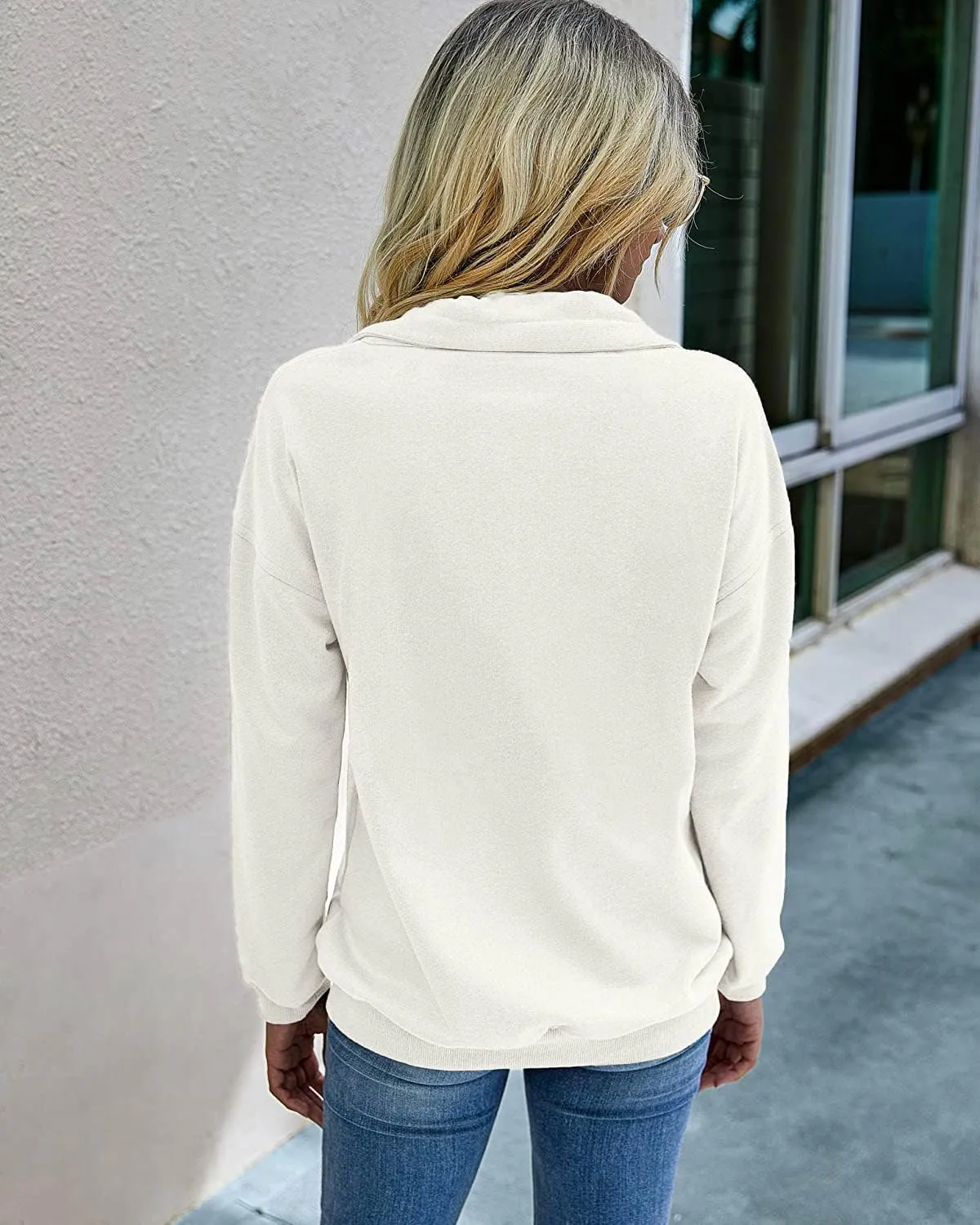 PRETTYGARDEN Women's Casual Long Sleeve Lapel Zipper Sweatshirt Drawstring Loose Pullover Tops