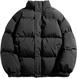Puffer Jackets for Men Padded Down Coat Warm Winter Stand Collar Bubble Coat Outdoor Quilted Casual Jacket Outwear