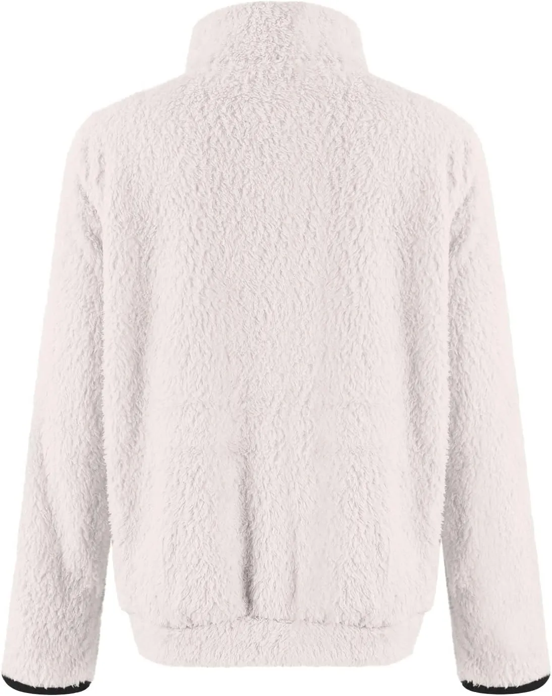 Quarter Zip Pullover Women Sherpa Fleece Hoodie Cropped Half Zip Sweatshirt Cozy Soft Fluffy Sweaters with Pocket