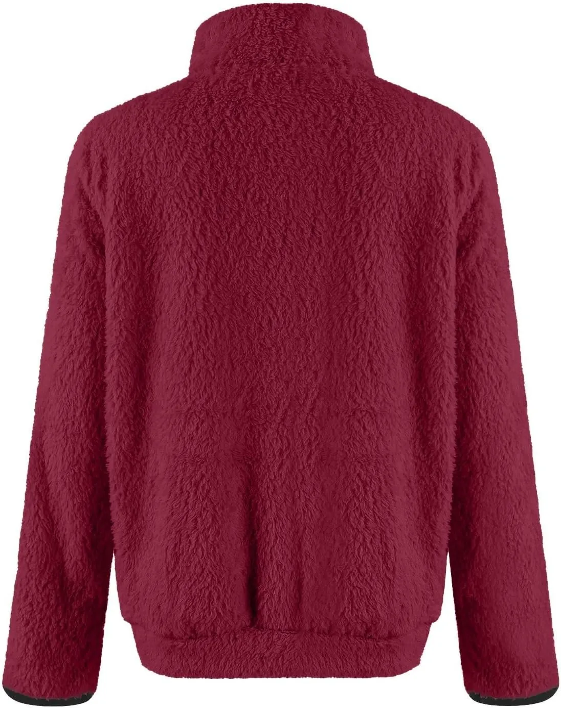 Quarter Zip Pullover Women Sherpa Fleece Hoodie Cropped Half Zip Sweatshirt Cozy Soft Fluffy Sweaters with Pocket