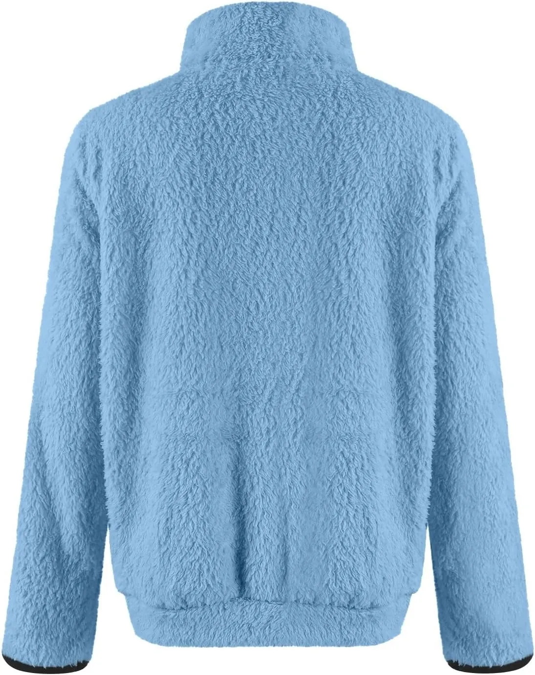 Quarter Zip Pullover Women Sherpa Fleece Hoodie Cropped Half Zip Sweatshirt Cozy Soft Fluffy Sweaters with Pocket