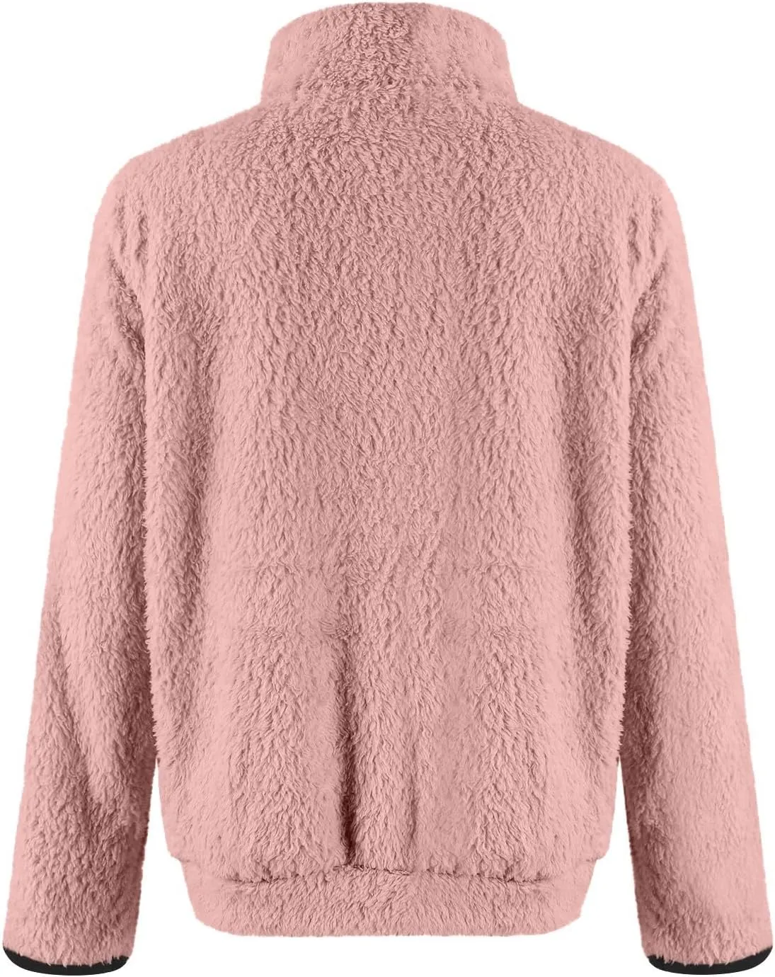 Quarter Zip Pullover Women Sherpa Fleece Hoodie Cropped Half Zip Sweatshirt Cozy Soft Fluffy Sweaters with Pocket