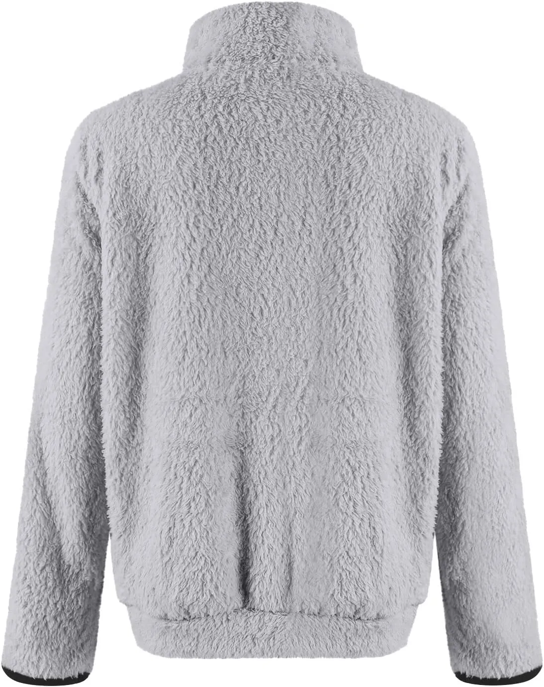 Quarter Zip Pullover Women Sherpa Fleece Hoodie Cropped Half Zip Sweatshirt Cozy Soft Fluffy Sweaters with Pocket