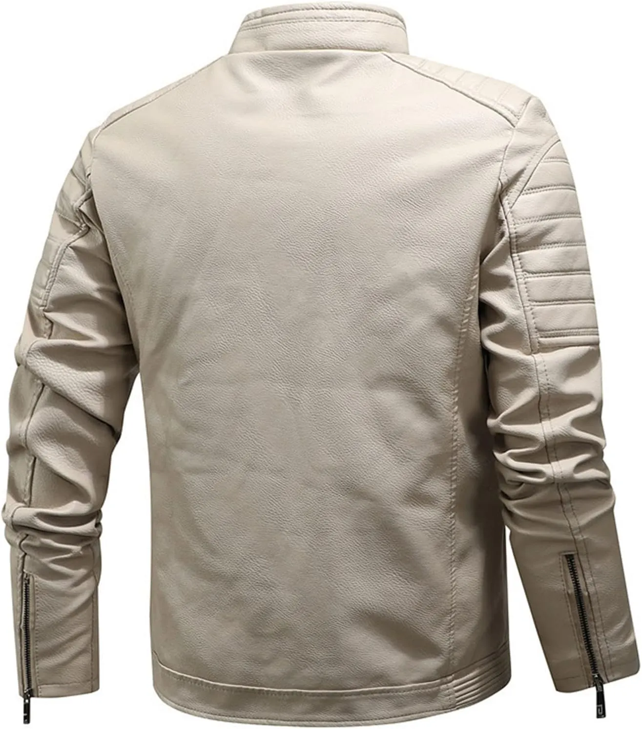 QWENTMTNTY Leather Jacket Men Winter Sherpa Shearling Faux Leather Motorcycle Bomber Jackets Zipper Warm Jacket with Pockets