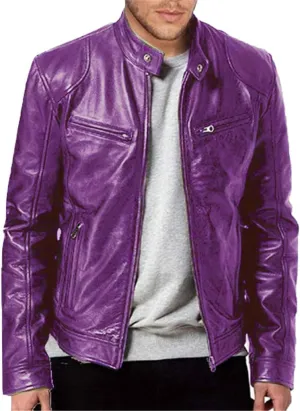 QWENTMTNTY Mens Faux Lambskin Leather Jacket Fashion Casual Pu Leather Motorcycle Jacket Zipper Moto Riding Biker Outerwear