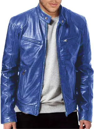 QWENTMTNTY Mens Faux Lambskin Leather Jacket Fashion Casual Pu Leather Motorcycle Jacket Zipper Moto Riding Biker Outerwear