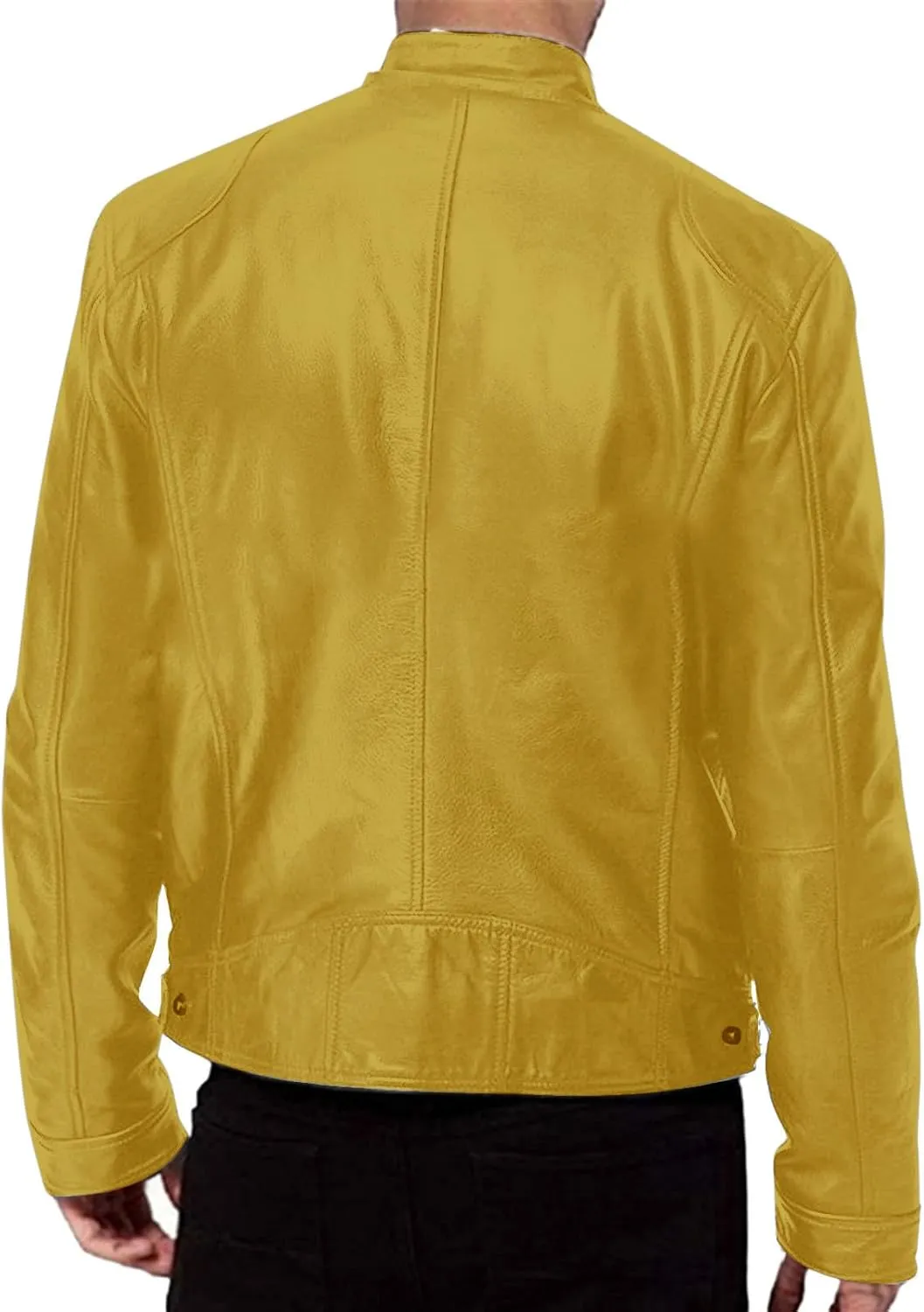 QWENTMTNTY Mens Faux Lambskin Leather Jacket Fashion Casual Pu Leather Motorcycle Jacket Zipper Moto Riding Biker Outerwear