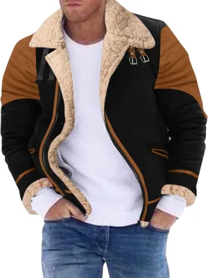 QWENTMTNTY Sherpa Jacket Men Long Big and Tall Chaqueta Cuero Hombre Military Jackets for Men Mens Black Coat White Bomber Jacket Men