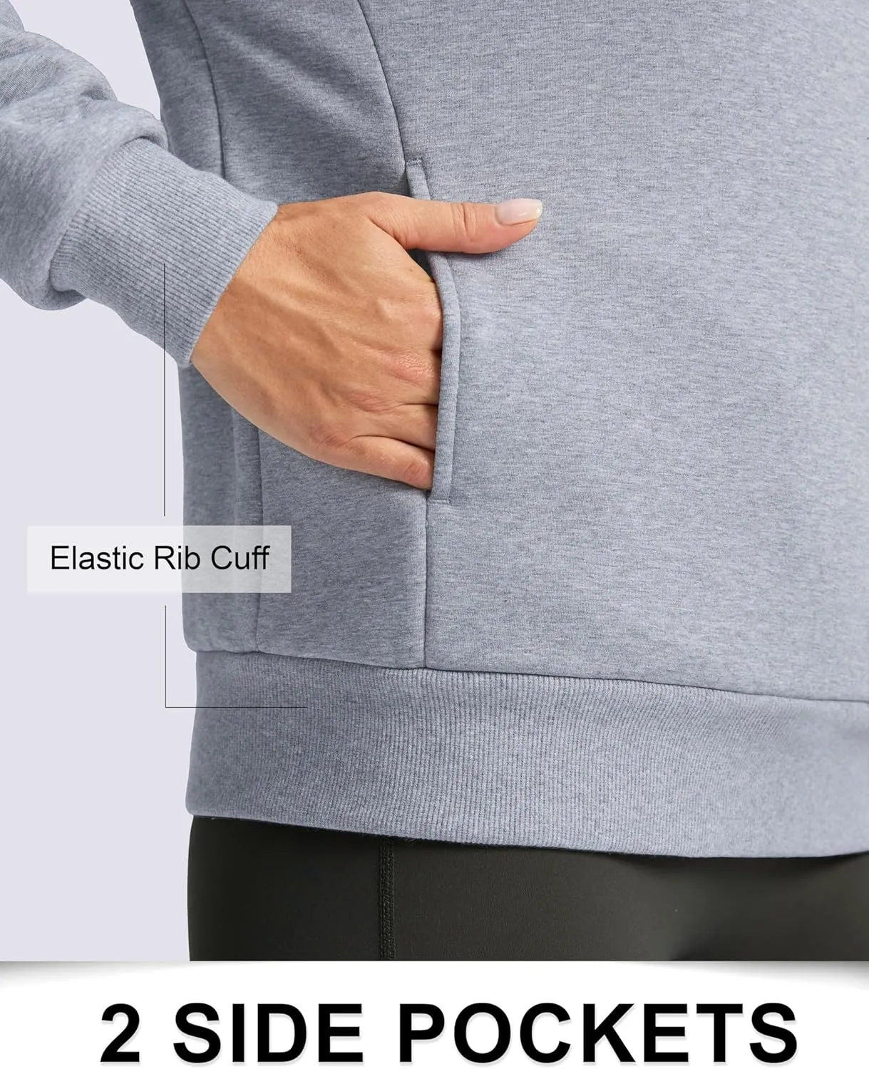 SANTINY Women's Fleece Sherpa Lined Sweatshirt Warm Winter Pullover Sweaters Cozy Thick Crewneck Sweatshirts with Pockets