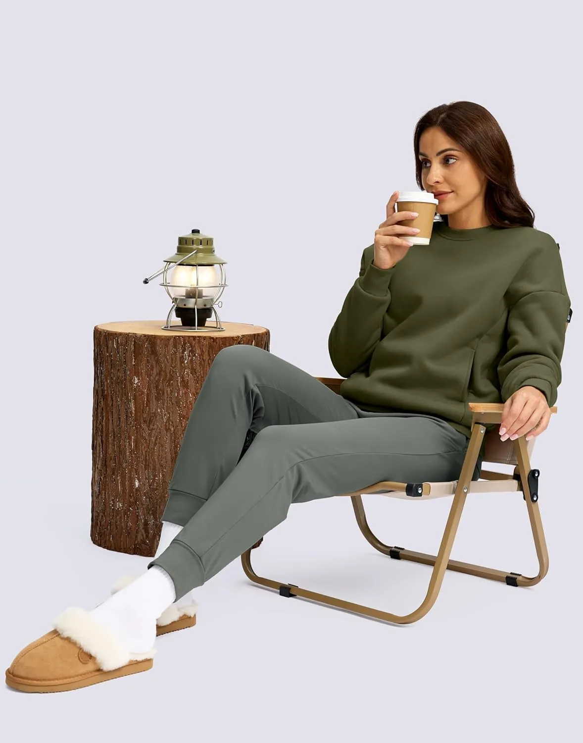 SANTINY Women's Fleece Sherpa Lined Sweatshirt Warm Winter Pullover Sweaters Cozy Thick Crewneck Sweatshirts with Pockets