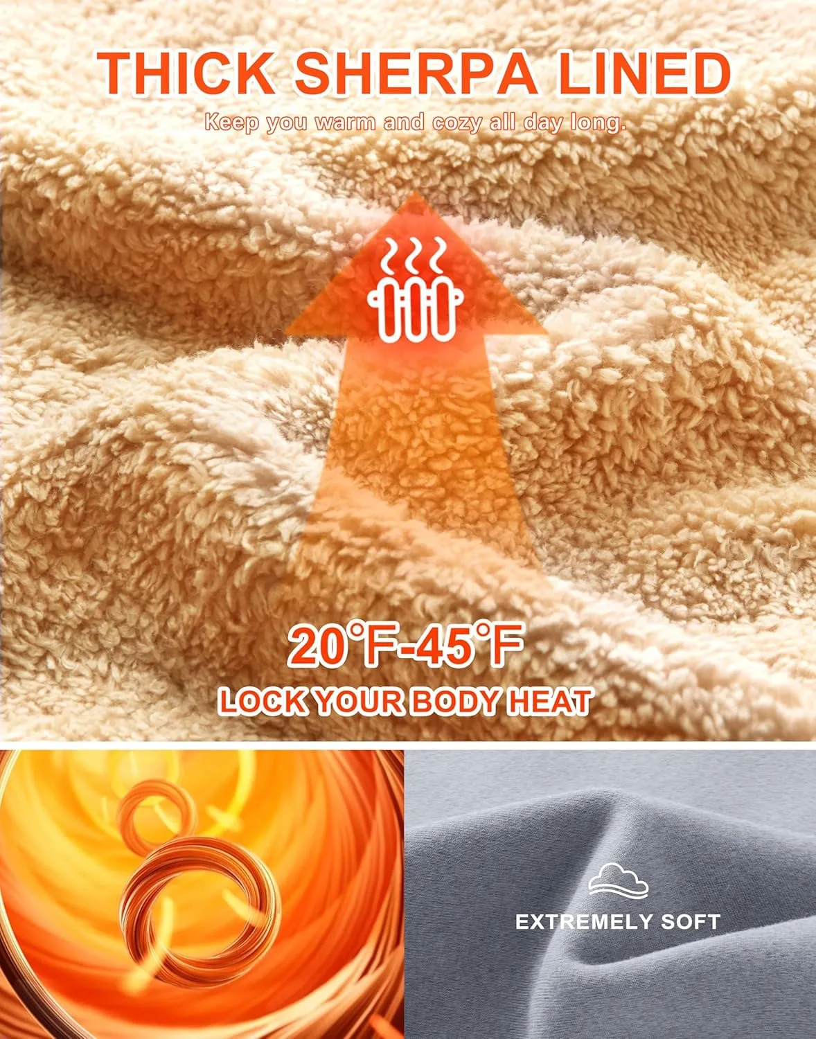 SANTINY Women's Fleece Sherpa Lined Sweatshirt Warm Winter Pullover Sweaters Cozy Thick Crewneck Sweatshirts with Pockets