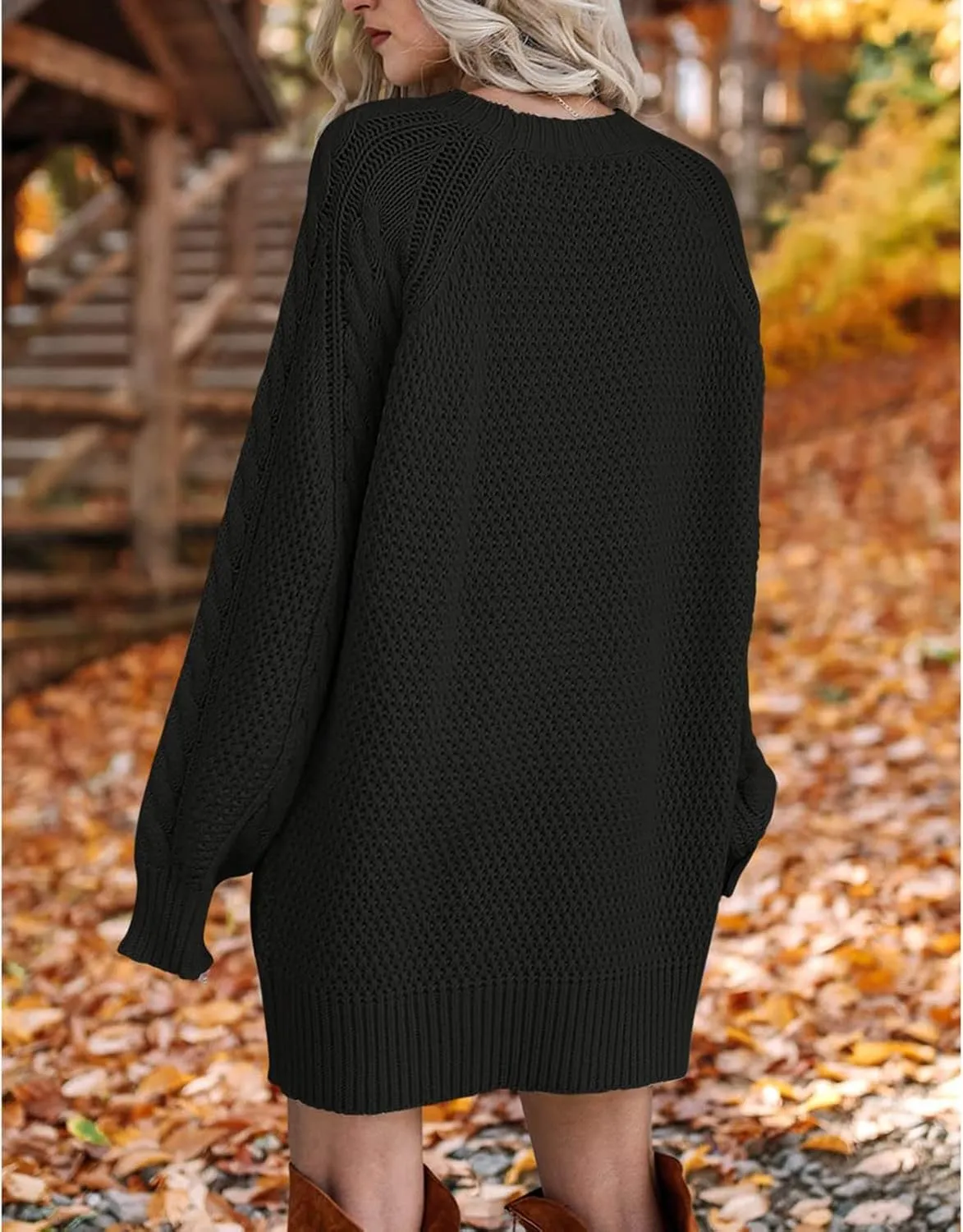 Short Sweater Dresses for Women 2023 Fall Oversized Chunky Pullover Sweaters Crewneck Cable Knit Chunky Sweaters