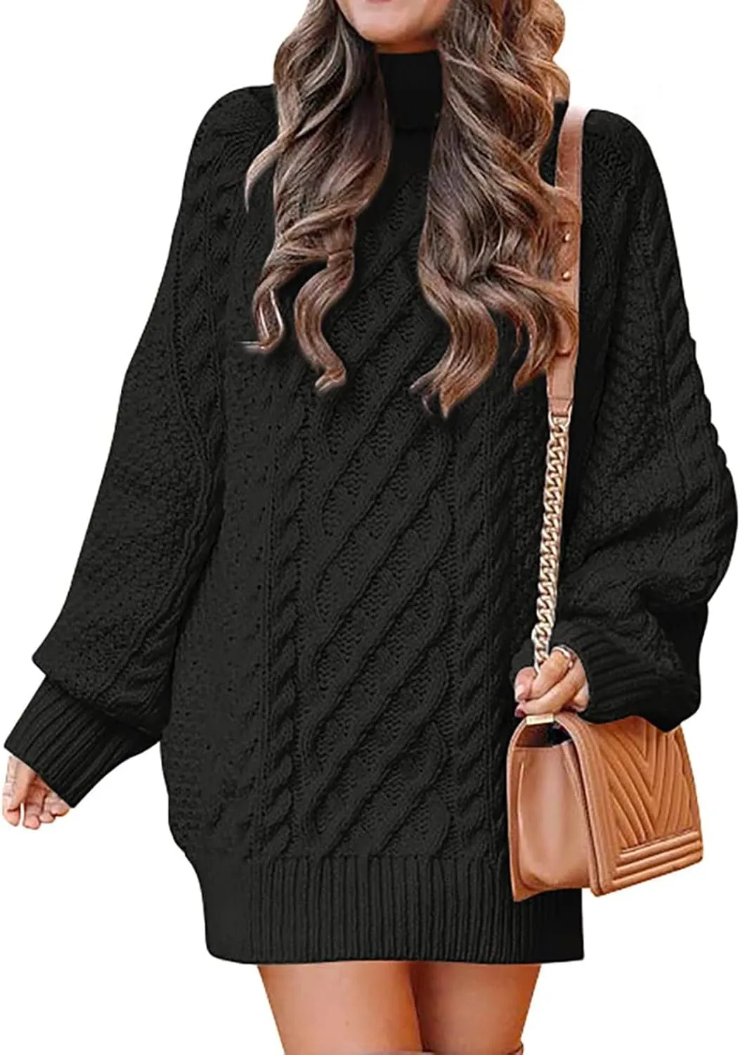 Short Sweater Dresses for Women 2023 Fall Oversized Chunky Pullover Sweaters Crewneck Cable Knit Chunky Sweaters