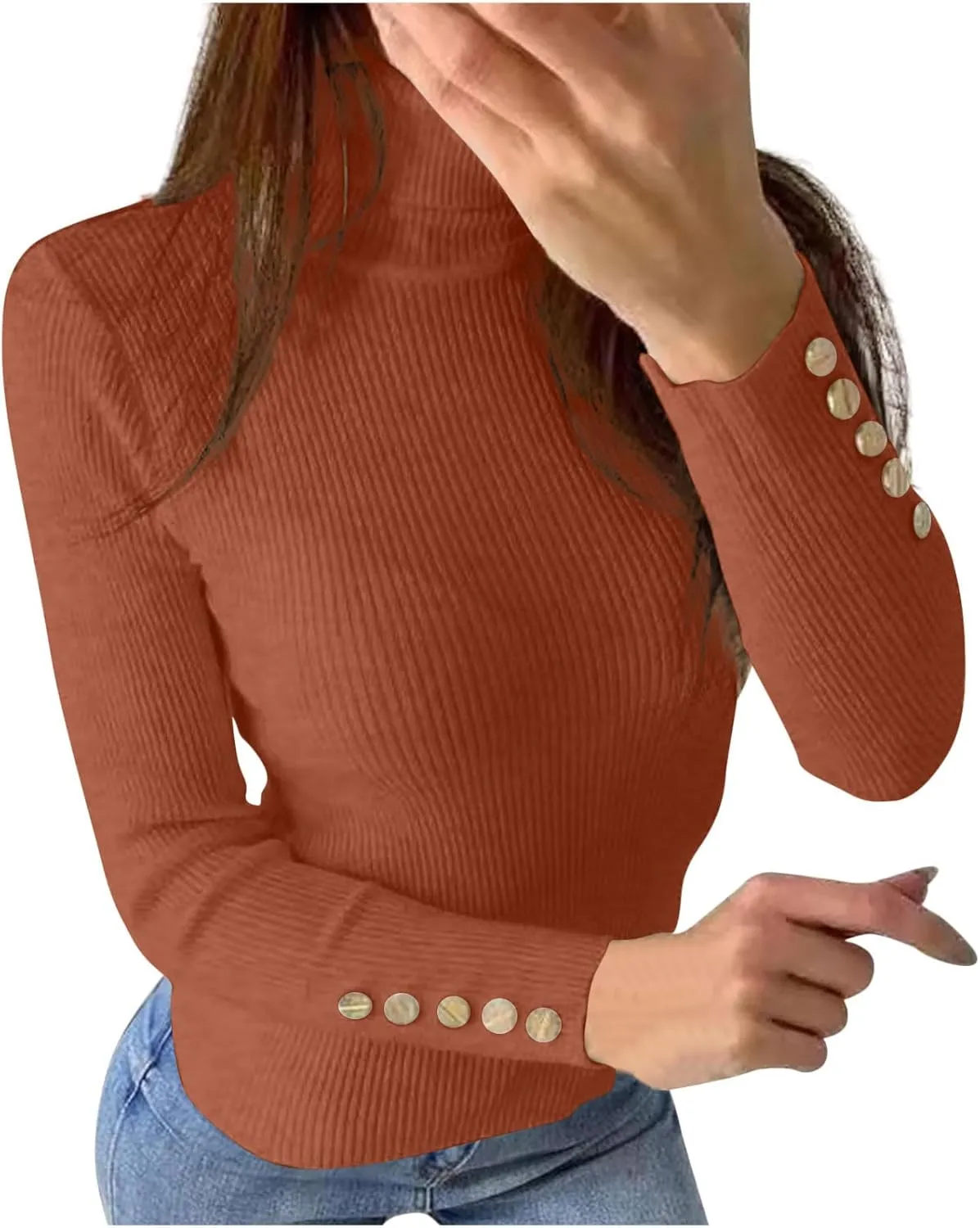 Slim Fit Sweaters for Women Turtle Neck Basic Top Warm Soft Blouse Long Sleeve Winter Pullover Solid Color Sweater