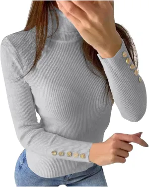 Slim Fit Sweaters for Women Turtle Neck Basic Top Warm Soft Blouse Long Sleeve Winter Pullover Solid Color Sweater