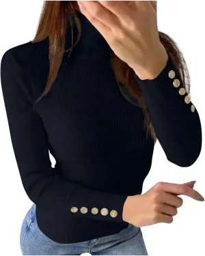 Slim Fit Sweaters for Women Turtle Neck Basic Top Warm Soft Blouse Long Sleeve Winter Pullover Solid Color Sweater