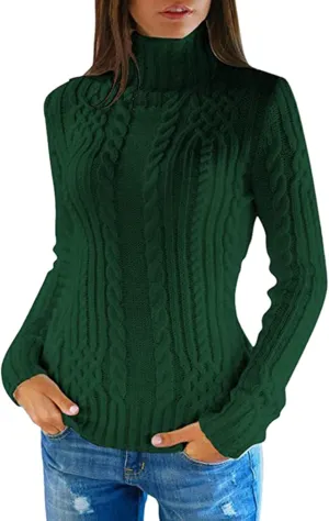 Slouchy Sweaters for Women Regular Turtleneck Long Sleeved Knitted Sweater Soft Oversized Sweaters for Women