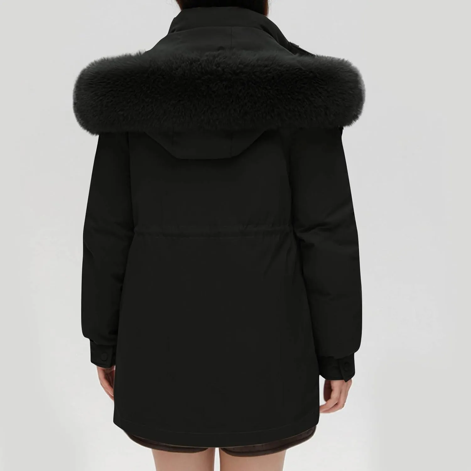Snow Jackets for Women Winter Thermal Puffer Jacket Slim Fit Thickened Down Jackets Fuzzy Hooded Soild Parka Coats
