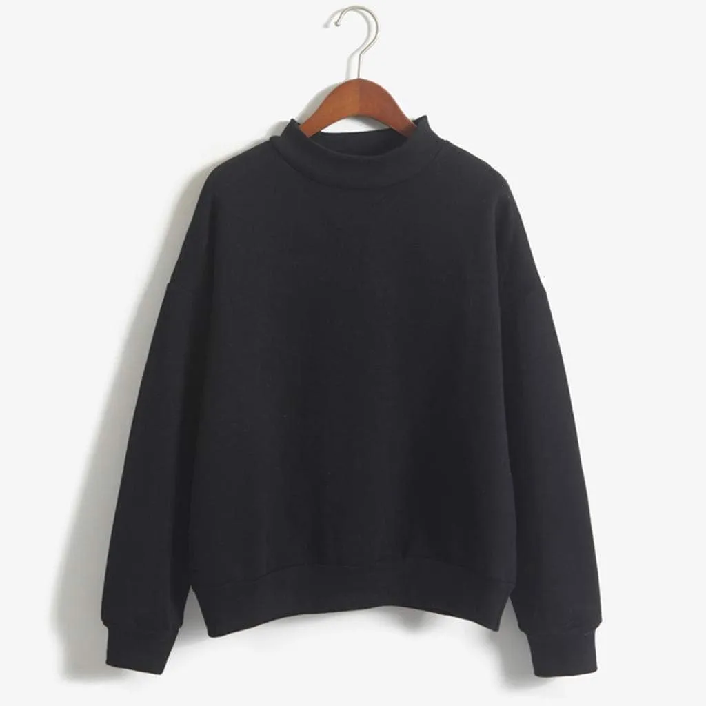 Solid Color Hoodie for Women Loose Pullover Turtleneck Long Sleeve Casual Sweatshirt Fall Outdoor Joggers Workout Tops