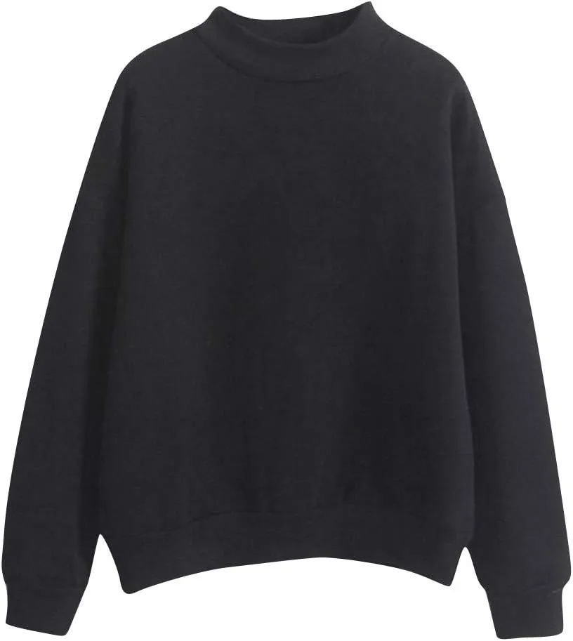 Solid Color Hoodie for Women Loose Pullover Turtleneck Long Sleeve Casual Sweatshirt Fall Outdoor Joggers Workout Tops