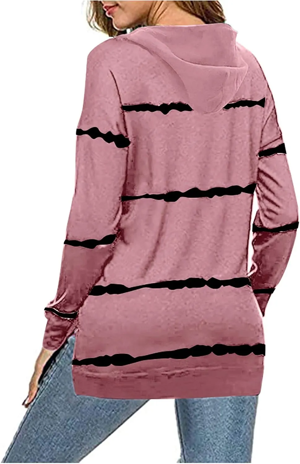 Striped Sweatshirt Women 2024 Long Sleeve Crewneck Pullover Shirts Loose Fit Tunic Tops Comfy Casual Fall Clothes