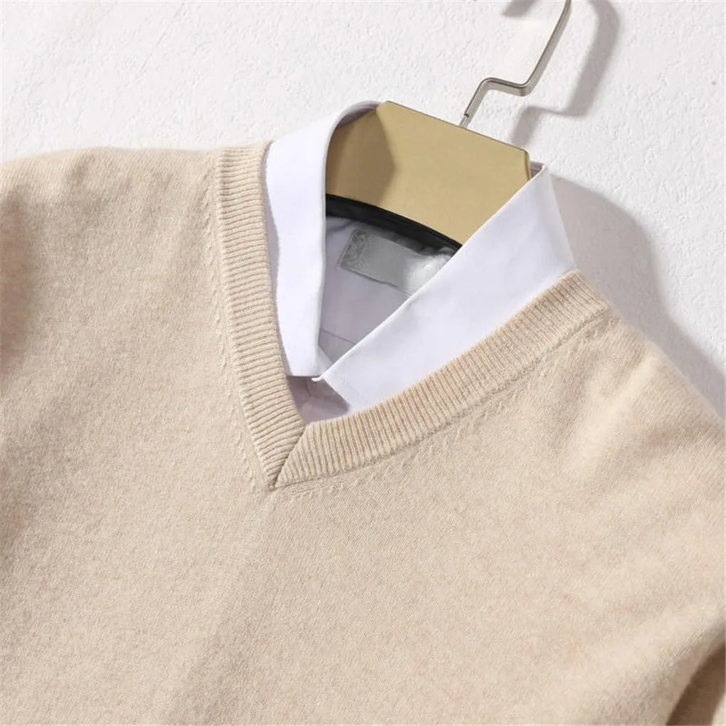 Suvoiier Men V Neck Sweaters for Men Cashmere Knitting Pullover Winter Winter Soft Male Sweaters