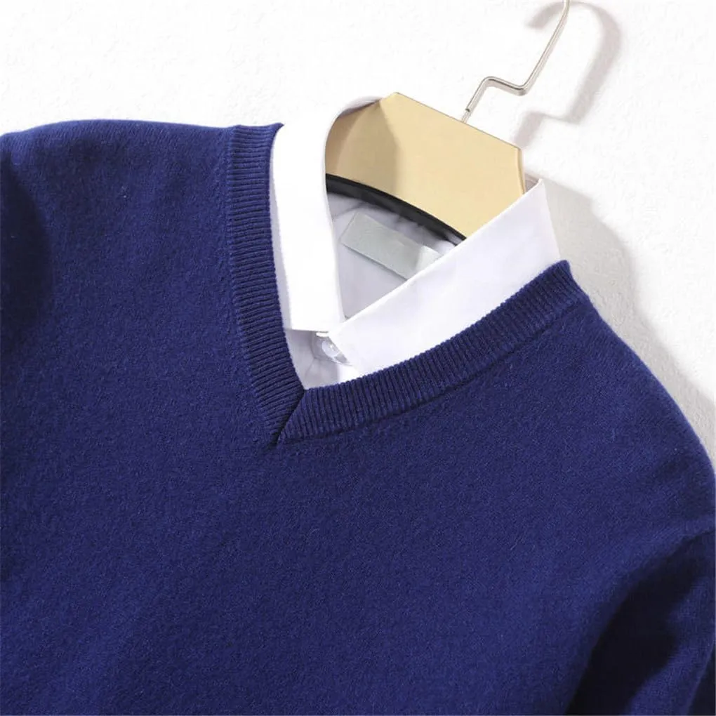 Suvoiier Men V Neck Sweaters for Men Cashmere Knitting Pullover Winter Winter Soft Male Sweaters