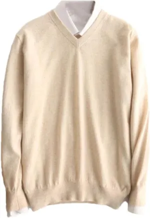 Suvoiier Men V Neck Sweaters for Men Cashmere Knitting Pullover Winter Winter Soft Male Sweaters