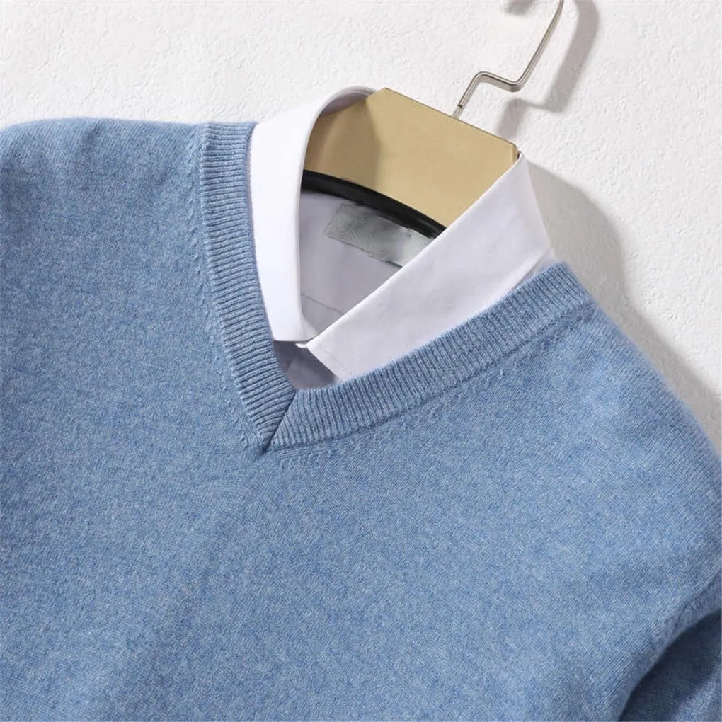 Suvoiier Men V Neck Sweaters for Men Cashmere Knitting Pullover Winter Winter Soft Male Sweaters