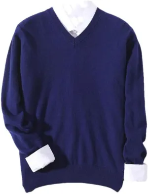 Suvoiier Men V Neck Sweaters for Men Cashmere Knitting Pullover Winter Winter Soft Male Sweaters