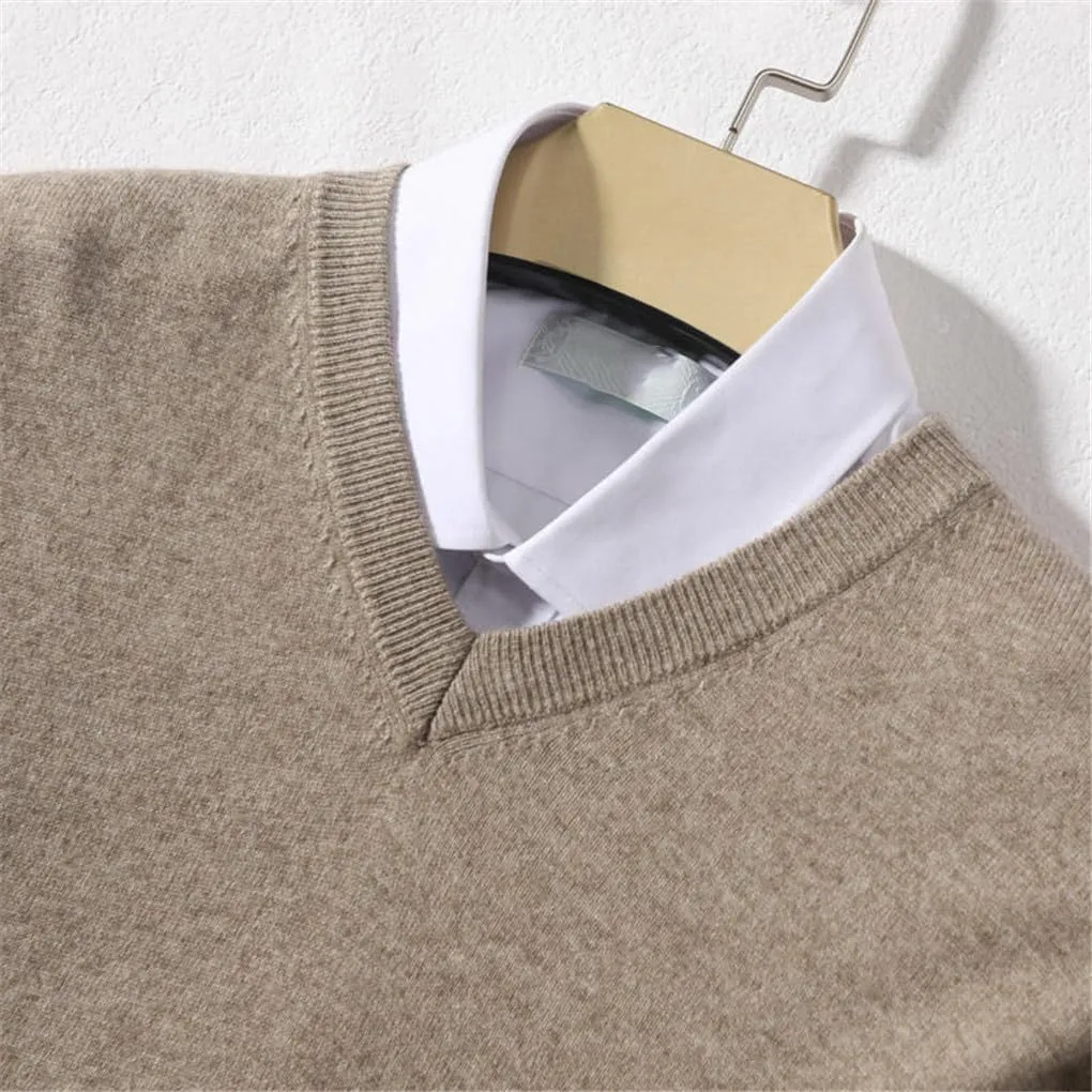 Suvoiier Men V Neck Sweaters for Men Cashmere Knitting Pullover Winter Winter Soft Male Sweaters