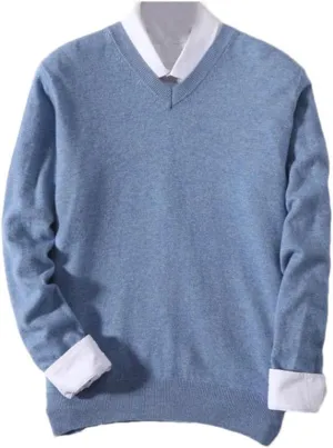 Suvoiier Men V Neck Sweaters for Men Cashmere Knitting Pullover Winter Winter Soft Male Sweaters