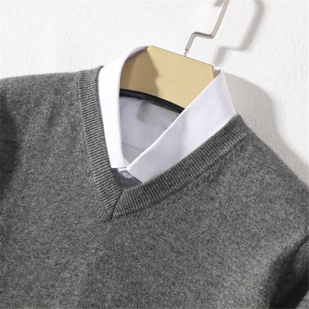 Suvoiier Men V Neck Sweaters for Men Cashmere Knitting Pullover Winter Winter Soft Male Sweaters