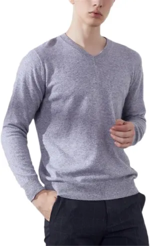 Suvoiier Men V Neck Sweaters for Men Cashmere Knitting Pullover Winter Winter Soft Male Sweaters