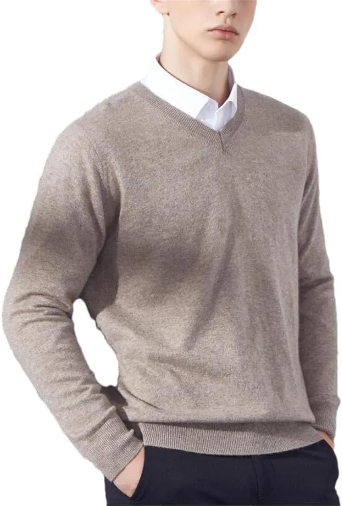 Suvoiier Men V Neck Sweaters for Men Cashmere Knitting Pullover Winter Winter Soft Male Sweaters
