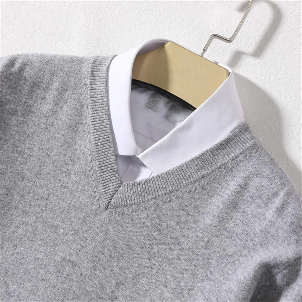 Suvoiier Men V Neck Sweaters for Men Cashmere Knitting Pullover Winter Winter Soft Male Sweaters