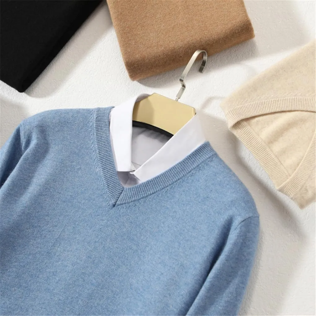 Suvoiier Men V Neck Sweaters for Men Cashmere Knitting Pullover Winter Winter Soft Male Sweaters
