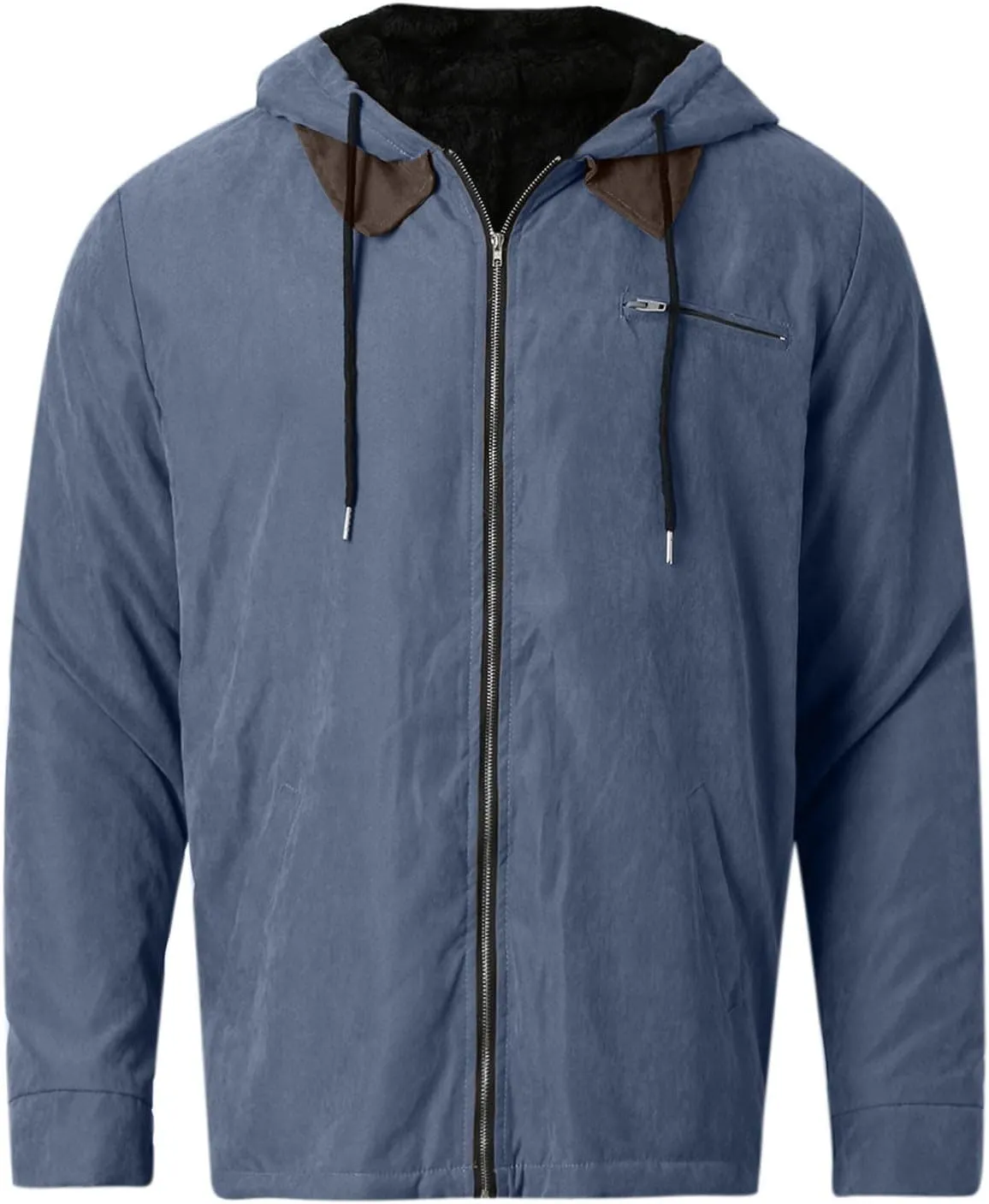 SUWBMHWE Mens Winter Jacket Sherpa Warm Coats Fleece Zipper Hoodie Big and Tall Heavyweight Fall Outfits with Pockets