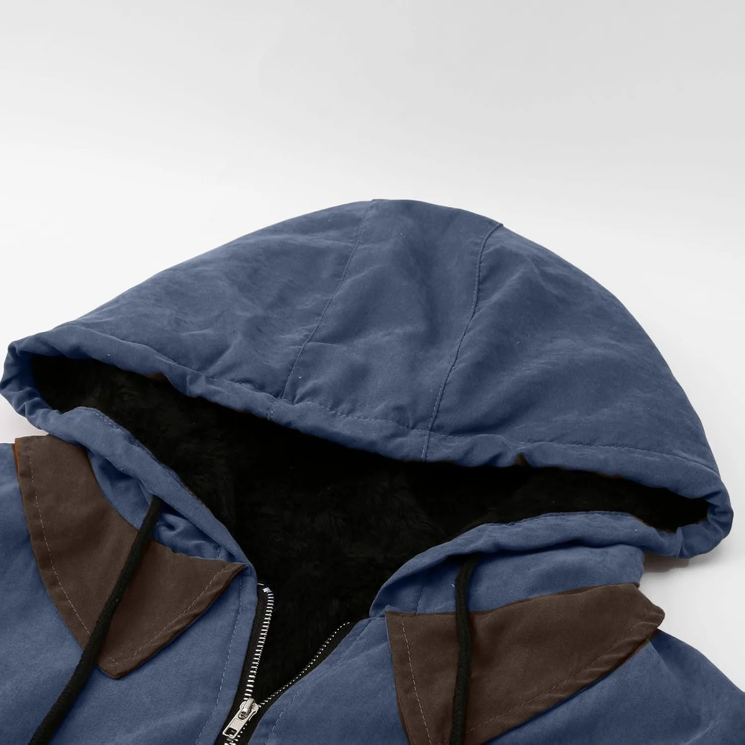 SUWBMHWE Mens Winter Jacket Sherpa Warm Coats Fleece Zipper Hoodie Big and Tall Heavyweight Fall Outfits with Pockets