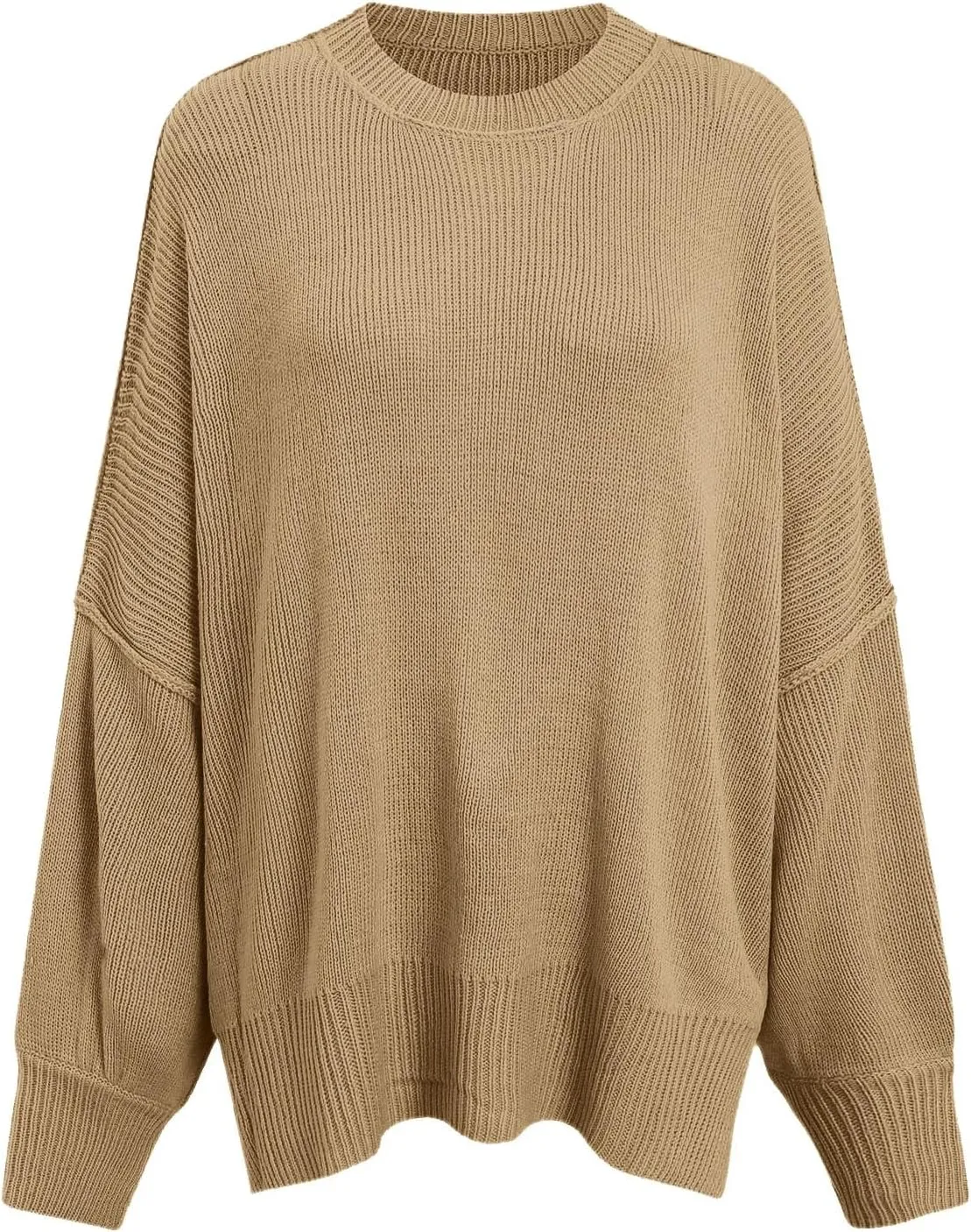Sweaters for Women Side Slit Trendy Long Sleeve Half Turtleneck Pullover Oversized Lantern Knit Sweater Tops