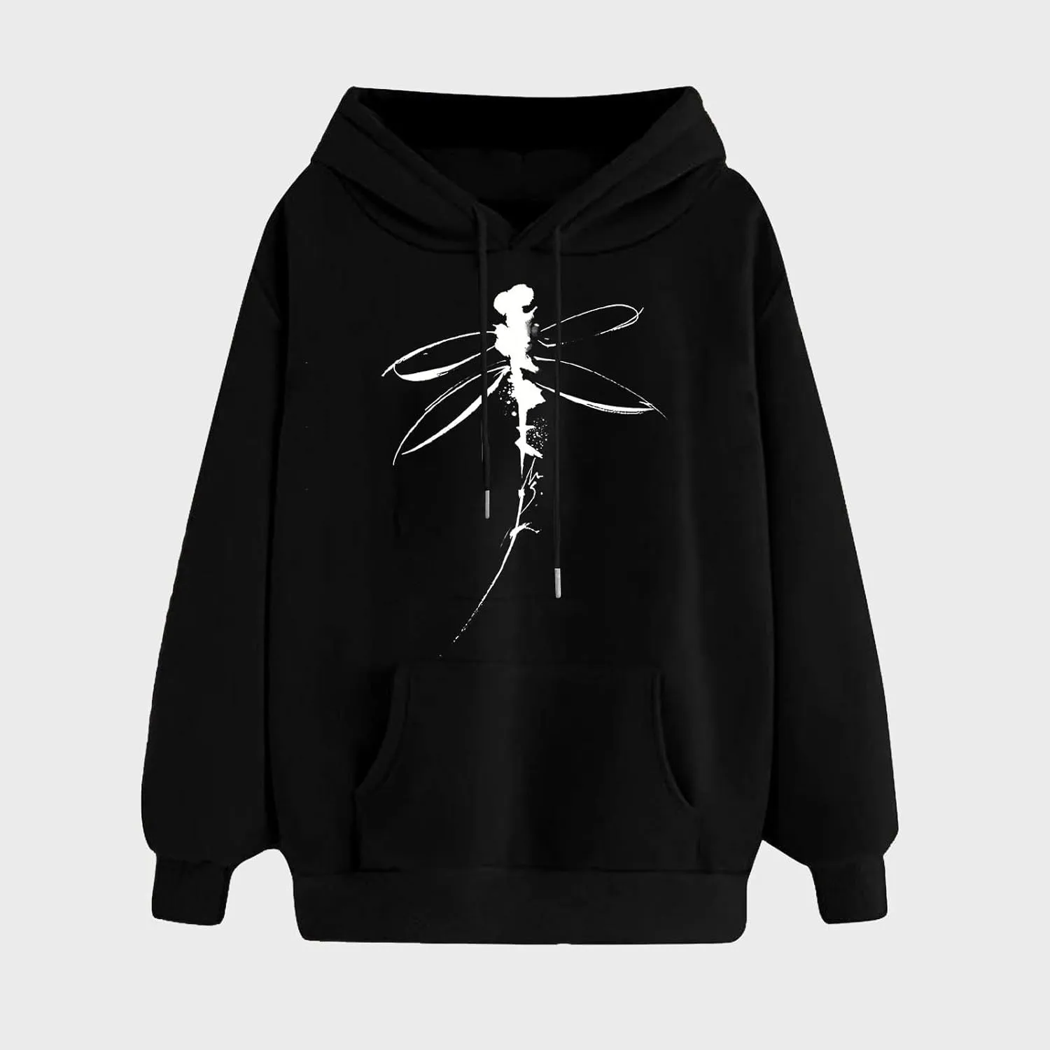 Sweatshirt for Women Funny Print Graphic Solid Drawstring Hoodies Loose Fit Soft Long Sleeve Outfit Tops with Pocket