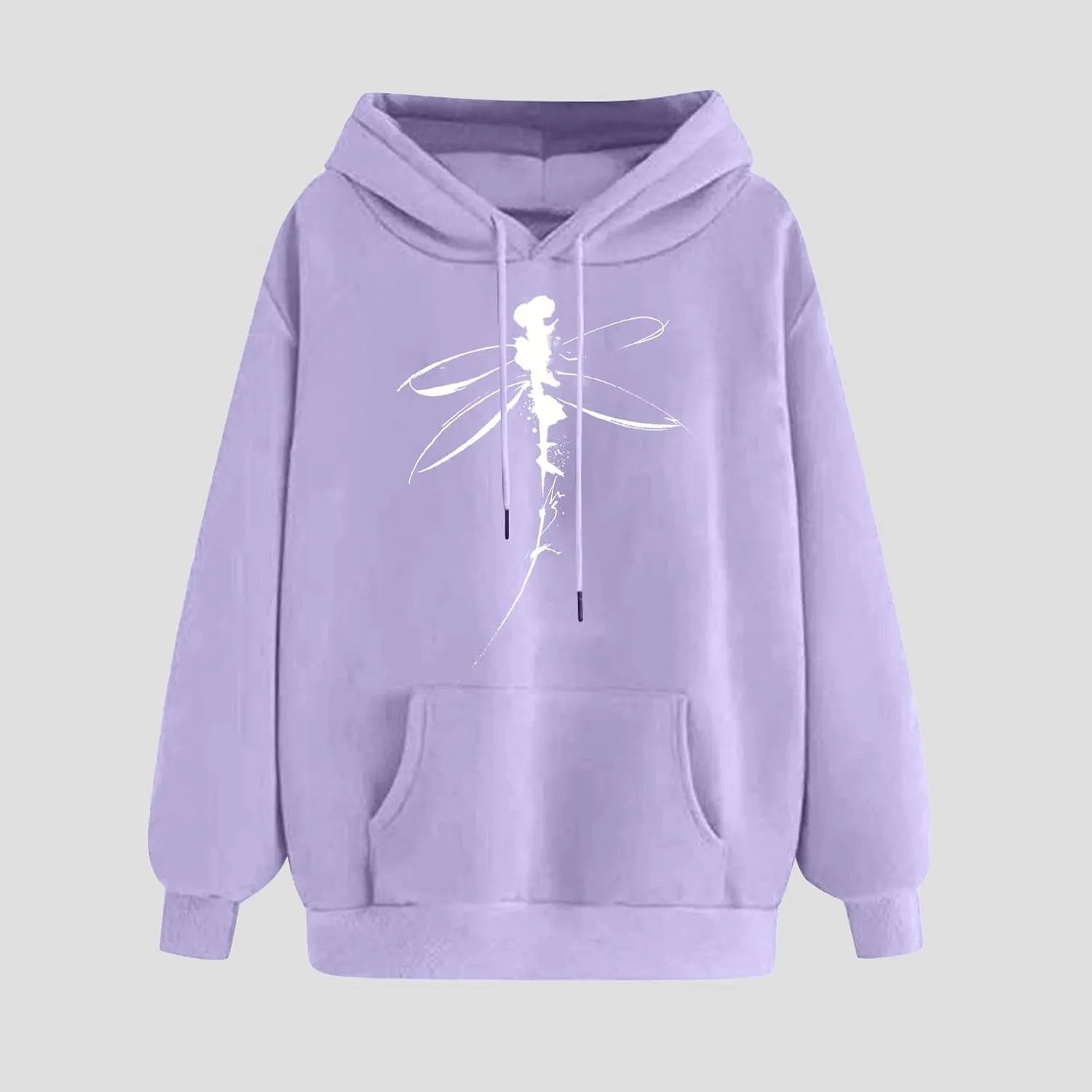 Sweatshirt for Women Funny Print Graphic Solid Drawstring Hoodies Loose Fit Soft Long Sleeve Outfit Tops with Pocket
