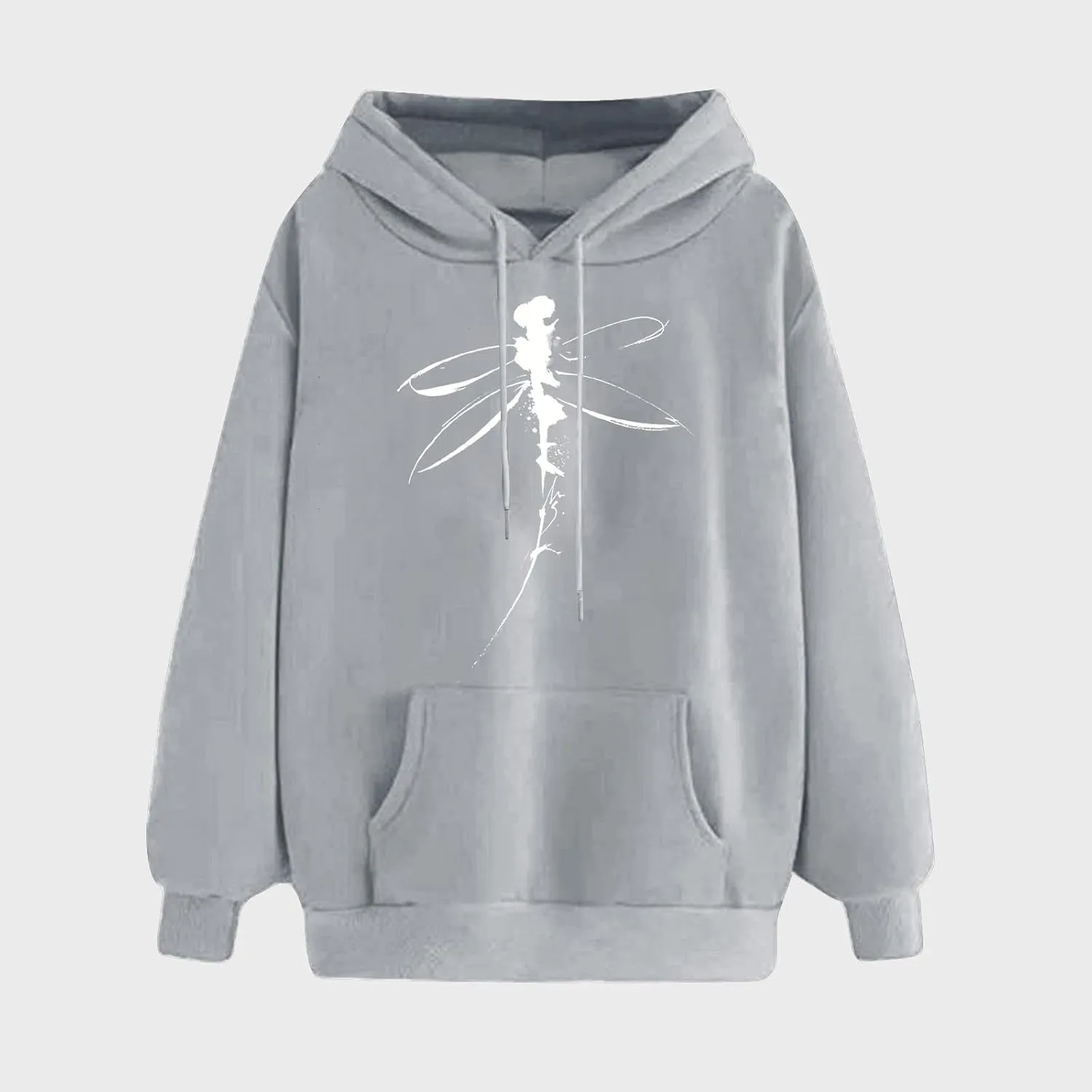 Sweatshirt for Women Funny Print Graphic Solid Drawstring Hoodies Loose Fit Soft Long Sleeve Outfit Tops with Pocket
