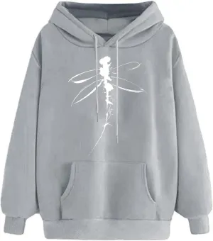 Sweatshirt for Women Funny Print Graphic Solid Drawstring Hoodies Loose Fit Soft Long Sleeve Outfit Tops with Pocket