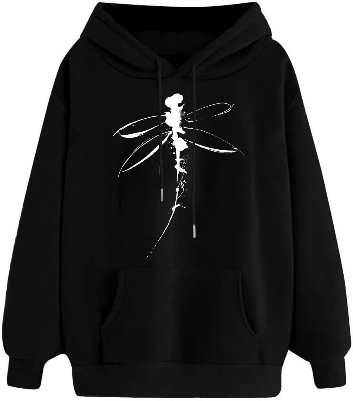 Sweatshirt for Women Funny Print Graphic Solid Drawstring Hoodies Loose Fit Soft Long Sleeve Outfit Tops with Pocket