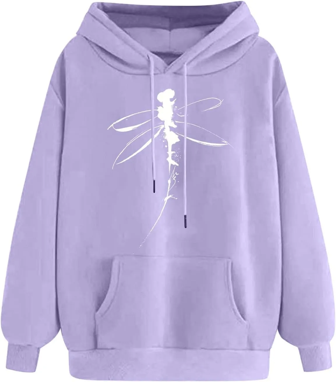 Sweatshirt for Women Funny Print Graphic Solid Drawstring Hoodies Loose Fit Soft Long Sleeve Outfit Tops with Pocket