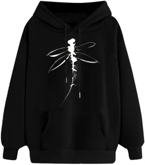 Sweatshirt for Women Funny Print Graphic Solid Drawstring Hoodies Loose Fit Soft Long Sleeve Outfit Tops with Pocket