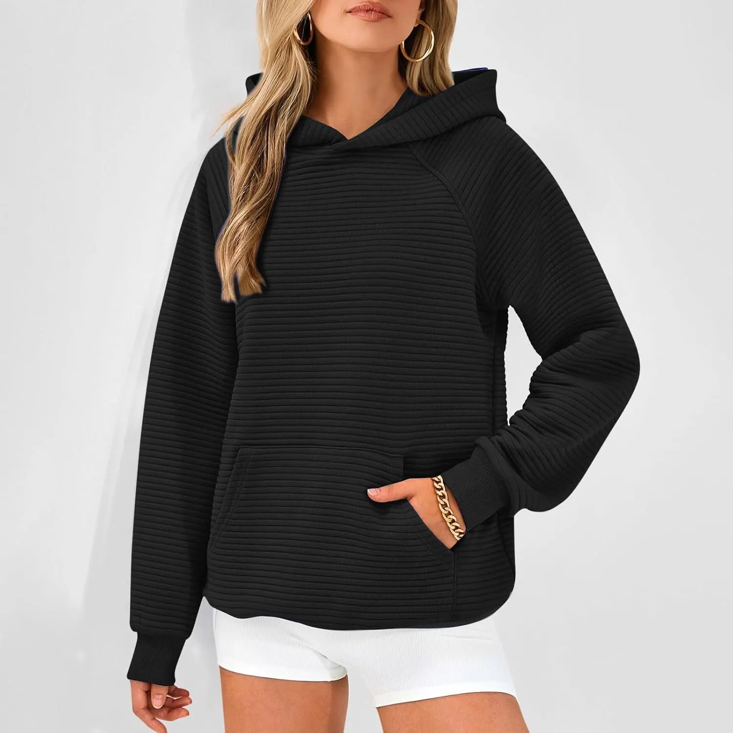 Sweatshirt for Women Long Sleeve Casual Loose Sweater Trendy Fleece Pullover Top with Pocket 2024 Fall Clothes