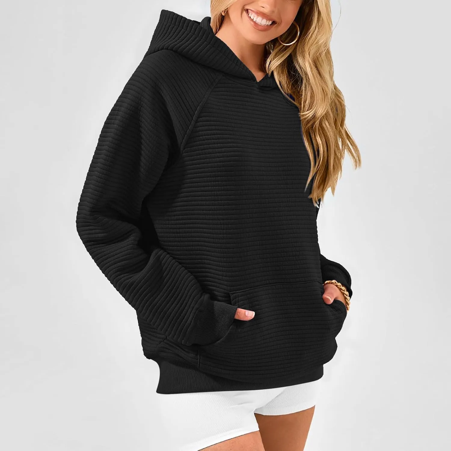 Sweatshirt for Women Long Sleeve Casual Loose Sweater Trendy Fleece Pullover Top with Pocket 2024 Fall Clothes